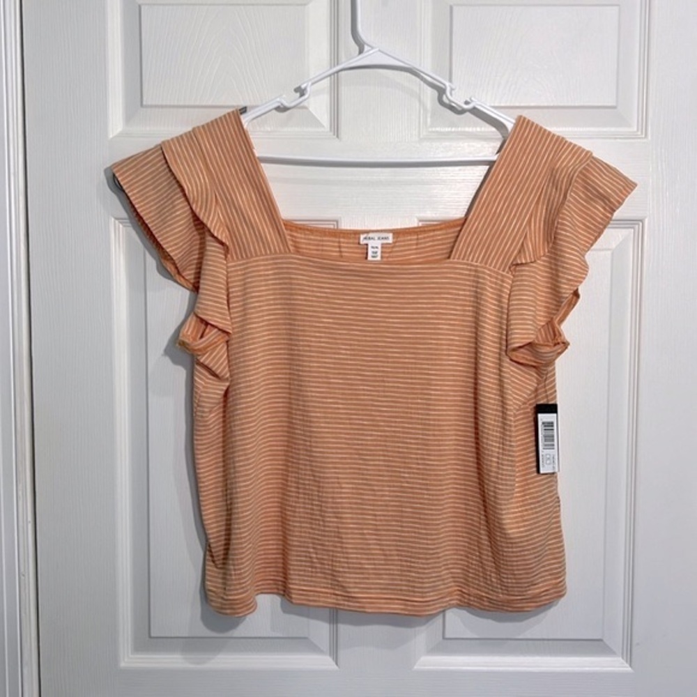 Tribal Jeans women’s top mango and white striped - Size XL NWT